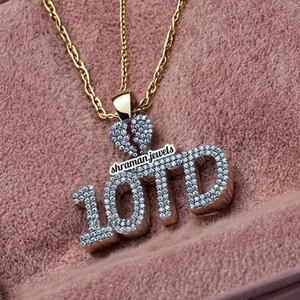 Moda de moda 925 plata esterlina helado personalizado esmalte encantos corazón roto y nombre Número Hip Hop laboratorio cultivado diamante colgante regalos - Product Image 4