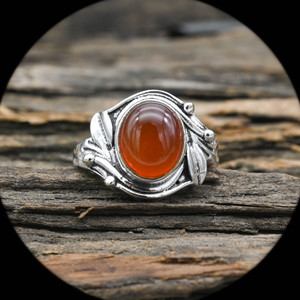 Bague de mariage unisexe classique en argent sterling 925, faite à la main, avec pierre précieuse en cornaline taille ovale et sertissage clos, pour Noël et la Saint-Valentin - Product Image 2