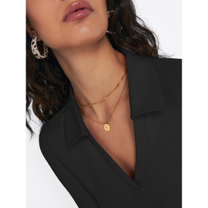 <b>Women's</b> <b>Long</b> <b>Sleeve</b> <b>Polo</b> <b>Shirt</b> Solid Color V Neck Collared Tops Regular Fit - Product Image 3