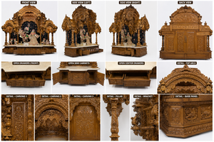 Grand Temple en Bois de Teck Iskcon pour la Maison, en Teck Massif avec Sculptures Traditionnelles, Fabricant et Fournisseur USA - Product Image 6