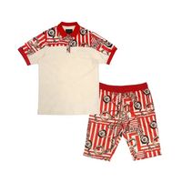 Ensemble polo et short pour homme INDEX, imprimé rayé bleu, vêtements décontractés d'été, respirant, polyester et coton, vêtements de sport