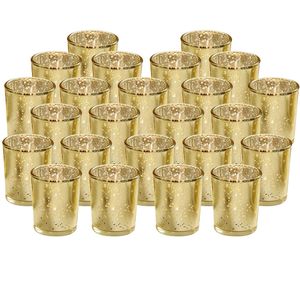 24 Portavelas de Cristal Dorado con Efecto Mercurio, Linternas Brillantes, Frascos para Velas, para Bodas, Cumpleaños, Fiestas y Hogar - Product Image 2