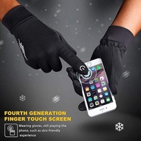 Gants de course unisexes à doigts entiers en nylon compatibles avec les écrans tactiles, gants de cyclisme d'extérieur noirs