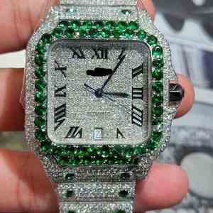 Montre en acier inoxydable de luxe avec diamants Moissanite, design Hip Hop glacé, Moissanite VVS, pour hommes, idéale pour le bureau et les événements spéciaux - Product Image 3