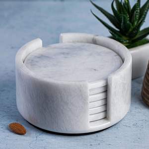 Juego de posavasos geométricos modernos de mármol para decoración creativa del hogar y protección funcional de superficies de bebidas. - Product Image 5