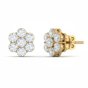 Boucles d'oreilles classiques en argent sterling 925 plaqué or 14 carats avec breloque couronne en moissanite et 14 diamants taille brillant - Product Image 1