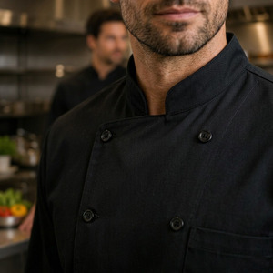 Eco-friendly <b>Cooling</b> Bamboo Chef <b>Jacket</b> Mandarin Collar Long Sleeve Sustainable Breathable Professional Chef Uniform - Product Image 3