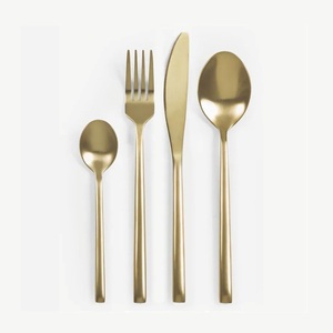 ชุดช้อนส้อมทองด้านหรูหรา ชุดเครื่องครัวสแตนเลสเคลือบทอง PVD ระดับพรีเมียม สำหรับงานแต่งงานและอาหารหรู - Product Image 1