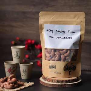 Wholesale Premium Cashew <b>Nuts</b> 200g Buttery Salty with Kraft Zipper Packaging Vietnam Customizable Grade Organic Roasted - Product Image 4