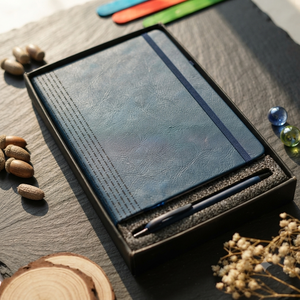 Aurelux Premium Blue PU Velvet Case Bound <b>Diary</b> Ballpoint Pen Gift Set 192 Pages Laser Engraving Professional Corporate Gifting - Product Image 5