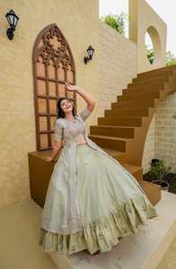 Heavy Joya Modern Silk Embroidery Zari Floor-Length Lehenga Choli for Wedding <b>Party</b> & Diwali - Product Image 4