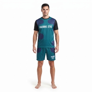 Conjunto de camiseta y pantalón corto de entrenamiento de fútbol personalizado para hombre, cuello redondo, para adultos, 100% poliéster, ropa deportiva con diseño sublimado - Product Image 1