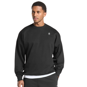 เสื้อสเวตเชิ้ตคอกลมสีดำทรงโอเวอร์ไซส์สำหรับผู้ชาย ผ้าฟลีซหนานุ่ม สวมใส่สบาย สไตล์ลำลองแนวสตรีทแวร์ - Product Image 3