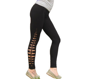 Leggings de yoga et de sport pour femmes, taille haute, coupe ajustée, en coton/bambou, respirants, sans coutures, motif léopard, avec poches, pour la gym et la course, longueur au-dessus du genou - Product Image 1