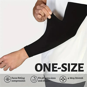 Manches de bras anti-UV noires pour femmes, sans couture, en spandex et polyester, pour sports de plein air, protection solaire, équipement de cyclisme, manches de bras personnalisées - Product Image 4