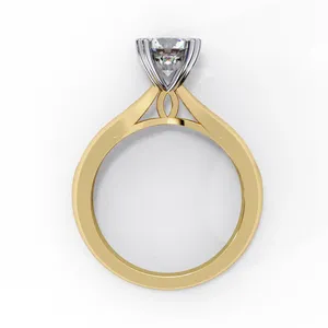 Bague solitaire en diamant de laboratoire rond de 1,5 ct avec bande infini entrelacée, sertie à quatre griffes, bijou de fiançailles sculptural personnalisé - Product Image 5