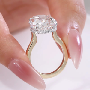 แหวนทองคำแท้ 10K ประดับเพชรแล็บ 5 กะรัต รูปไข่ จาก Provence Jewelry ได้รับการรับรองจาก IGI GIA เพชรเพาะเลี้ยงสำหรับผู้หญิง - Product Image 1