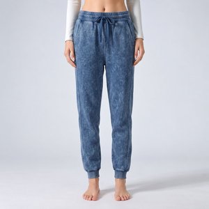 Pantalon de jogging en molleton bouclette pour femme, coupe large, avec revers côtelés, personnalisable OEM en gros, pour marques de mode américaines (Boutique Lines) - Product Image 1