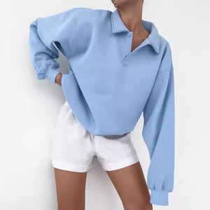 Suéteres con Capucha Tipo Polo para Otoño e Invierno, Estilo Simple, Holgado e Informal para Mujer, Personalización de Color - Product Image 3