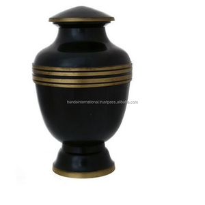 Urnas de cremación para adultos de latón clásicas y de alta calidad con diseño de revestimiento dorado y urnas funerarias de metal con acabado de color negro - Product Image 1