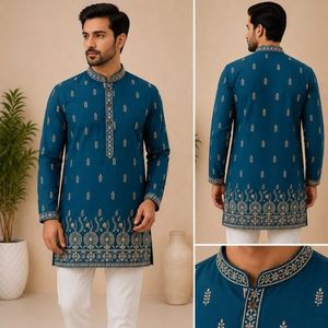 <b>men's</b> Premium And elegent Rayon Cotton Short <b>Kurta</b> with Embroidery Work & Dual Side Pockets wholesale rate by royal export - Product Image 1