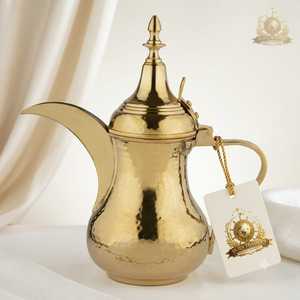 Jarra de café Dallah árabe grabada en cobre oro rosa, tetera de Oriente Medio, proveedor mayorista - Product Image 3