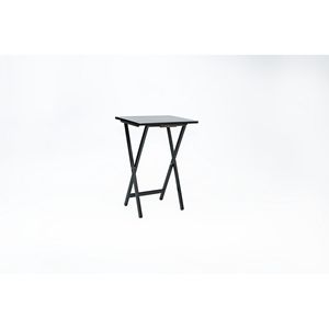 <b>Folding</b> TV <b>Tray</b> <b>Table</b> Set of 2 with Storage Rack Black Rubberwood Indoor Dining <b>Tables</b> 19" L X 14.5" W X 26" H - Product Image 3