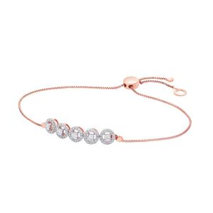 Pulsera de Diamantes Chapada en Oro Rosa, Corte Brillante Redondo, Engaste de Bisel, Cadena de Eslabones, Joyería de Lujo para Uso Diario para Mujer - Product Image 2