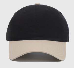 Unisex <b>Black</b> And Beige Cotton Canvas <b>Baseball</b> <b>Cap</b> Adjustable For Casual Wear Four Seasons Use - Product Image 1