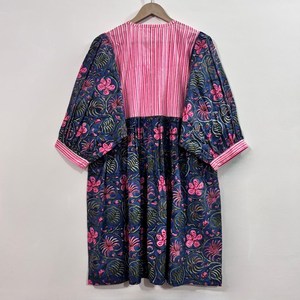 Vestido Casual Midi para Mujer, Tejido 100% Algodón, Estampado Floral Liso, Manga Corta, Cintura Imperio, Estilo Babydoll, Oversize, Cuello en V, Holgado - Product Image 2