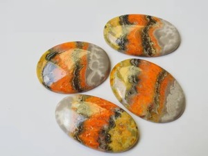 Quartz naturel Bumble Bee, cabochon poli lisse taille poire, forme fantaisie jaune sur une face, 20-40MM, pierre en vrac pour la fabrication de bijoux - Product Image 2