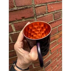 Mug en cuivre martelé effet diamant, finition noir mat, réutilisable, style européen, pour bière, décoration de fête, mugs de voyage - Product Image 4