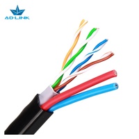 Câble Siamese CCTV AD-LINK/OEM 305M 8+2 avec 2 fils d'alimentation, 4 paires Cat5e UTP non blindées, gaine PE+PVC, bobine en bois