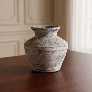 Antique Speckled Clay <b>Ceramic</b> <b>Vase</b> with Handles Rustic Design Handmade Tabletop <b>Vase</b> for Home Decor - Product Image 3
