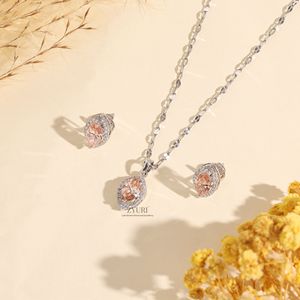 Conjunto de Joyas de Diamantes de Corte Redondo, Diseño Especial para la Temporada de Bodas, Regalo de Lujo Puro para Mujer, Diamantes Cultivados en Laboratorio con Claridad VVS-VS, Certificación IGI - Product Image 1