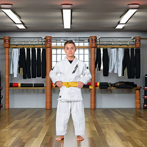 Vente en gros de maillots d'arts martiaux (Taekwondo, Karaté, Judo, Brazilian Jiu-Jitsu) pour bébés, 100% coton, anti-rétrécissement, imprimés par transfert thermique personnalisé, à porter devant - Product Image 2