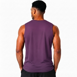 Débardeur sans manches pour homme, col rond, couleur unie, respirant, tricoté, 100 % polyester, style décontracté urbain - Product Image 2