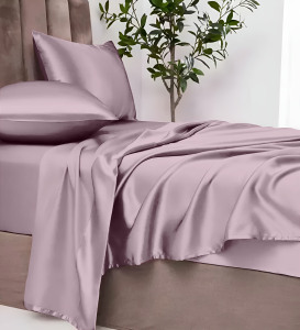 Luxury <b>Blush</b> <b>Pink</b> Satin Bedsheet <b>Set</b> With Silky Pillowcases Elegant Soft Bedroom <b>Bedding</b> Collection Decor - Product Image 4