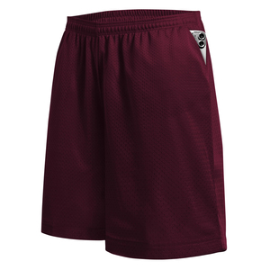 Shorts de sport pour homme en maille bordeaux, taille élastique, respirants, décontractés, longueur Bermuda, couleur unie - Product Image 2