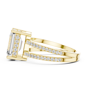 แหวนแต่งงานครบรอบแต่งงาน Aries Jewel แบบ Split Shank Halo ประดับเพชรทรง Emerald Cut 3 กะรัต DE VS1 เพชรเลี้ยงในห้องปฏิบัติการ ตัวเรือนทองคำแท้ 14K - Product Image 4
