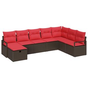 Ensemble de canapés de jardin en polyrotin marron avec coussin de rangement - Product Image 2