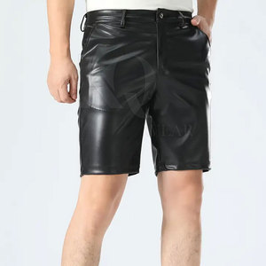 Shorts décontractés en cuir véritable pour hommes – Coupe confortable, fermeture sécurisée, légers, respirants, style urbain moderne et tendance - Product Image 2
