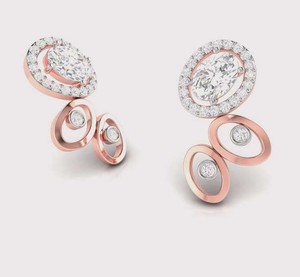 Pendientes de Lujo con Diamantes Cultivados en Laboratorio, Chapados en Oro y Plata, Más Vendidos, para Uso Diario y Eventos Especiales, Precio de Fábrica, India - Product Image 3