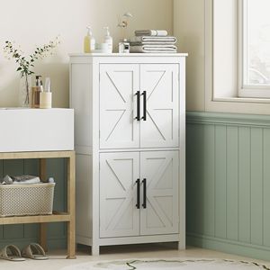 Mobile bagno moderno a 4 ripiani autoportante 60x30x110 cm bianco stile rustico in legno per la casa - Product Image 2