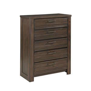 Petto di stoccaggio rustico marrone scuro in legno 1pc camera da letto mobili con 5 cassetti intintad - Product Image 3