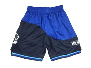 Shorts de basket-ball pour hommes de haute qualité, vintage, à taille élastique, double maille, broderie, avec poches zippées - Product Image 2
