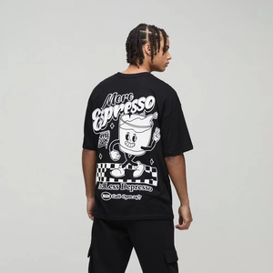 Camiseta Oversize de Algodón para Hombre con Hombros Caídos, Estampado Gráfico, Manga Corta, Estilo Casual Holgado, Top Urbano - Product Image 1