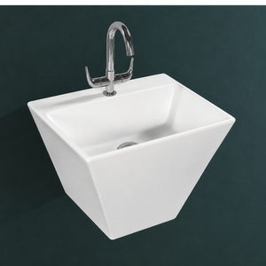 Lavabo Cuadrado de Pared de una Pieza METIX de Superficie Sólida, Diseño Minimalista, Acabado Pulido, Capacidad de 12L, Lavabo para Baño - Product Image 3