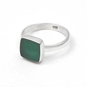 Brilliant Cushion Cut Natural Green Onyx Gemstone Boho <b>Ring</b> In 925 Sterling <b>Silver</b> Beautiful Everyday Wear Gift For <b>Men</b> & Women - Product Image 1
