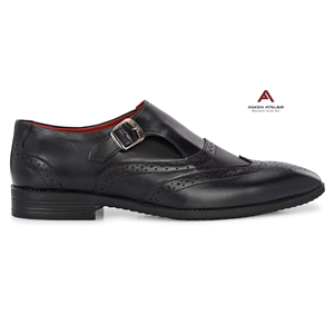 Zapatos de Vestir Asken Atelier Monk Strap para Hombre, Negros, de Cuero Genuino, Punta Puntiaguda, Cierre con Hebilla, Cómodos, Antideslizantes, Flexibles y a la Moda - Product Image 4